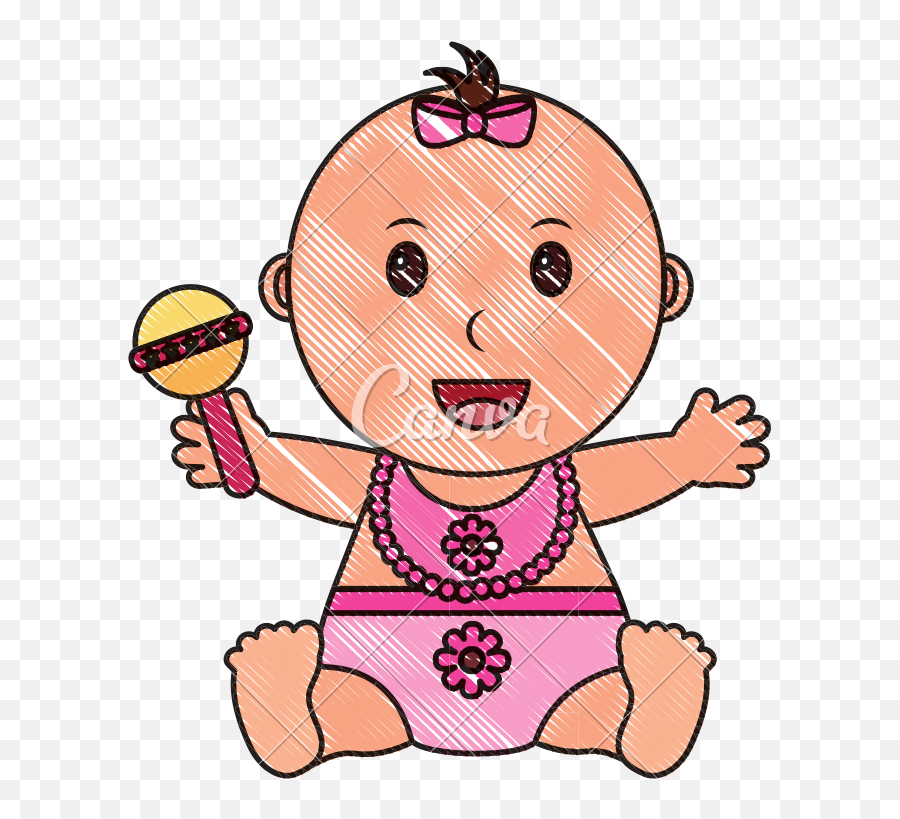 Diaper Transparent Baby Girl Clipart - Full Size Clipart Maraca Emoji,Baby Girl Clipart