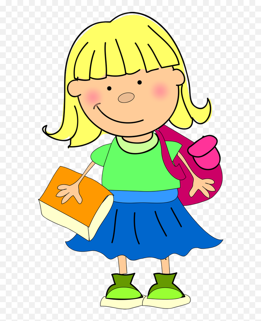 Clipart Pic Of A Girl Going To School Emoji,Girls Clipart