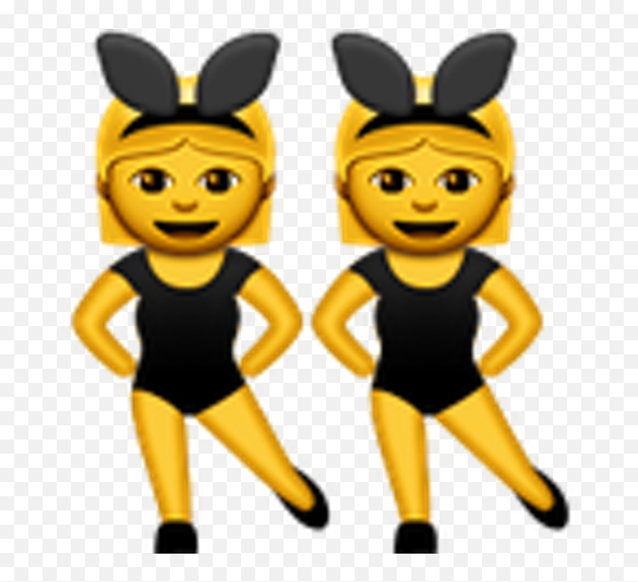 Download Hd Twins Clipart Emoji - Woman With Bunny Ears Dancing Girls Emoji,Bunny Ears Clipart