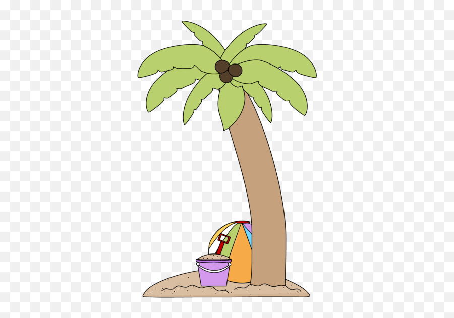 Palm Tree And Beach Toys Clip Art - Clip Art Palm Tree Summer Emoji,Palm Tree Clipart