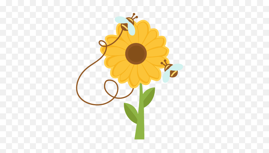 Download Bees On Sunflowers Svg Cuts Scrapbook Cut File Cute Emoji,Sunflower Clipart Png