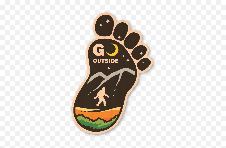 Big Foot Go Outside Wood Sticker Made Emoji,Made In Usa Png
