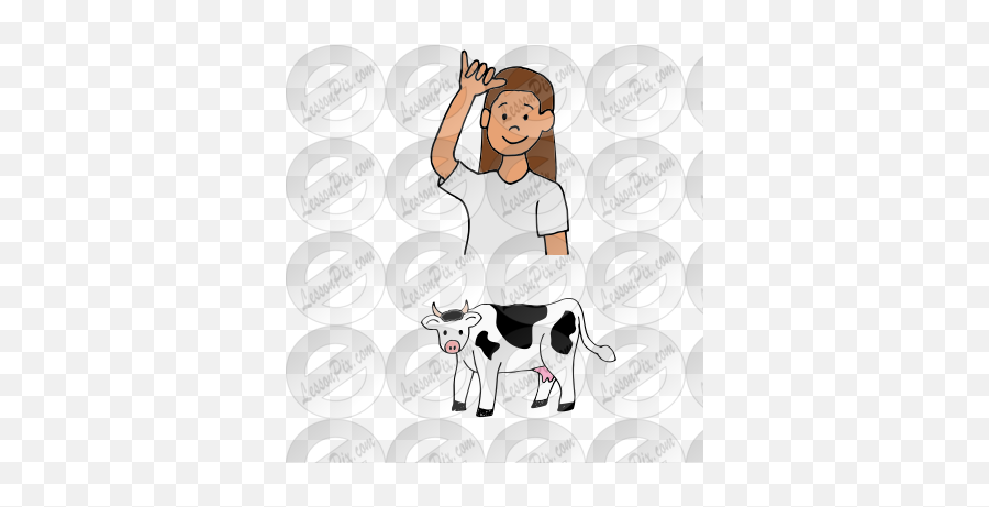 Asl Cow Picture For Classroom Therapy Use - Great Asl Cow Happy Emoji,Asl Clipart