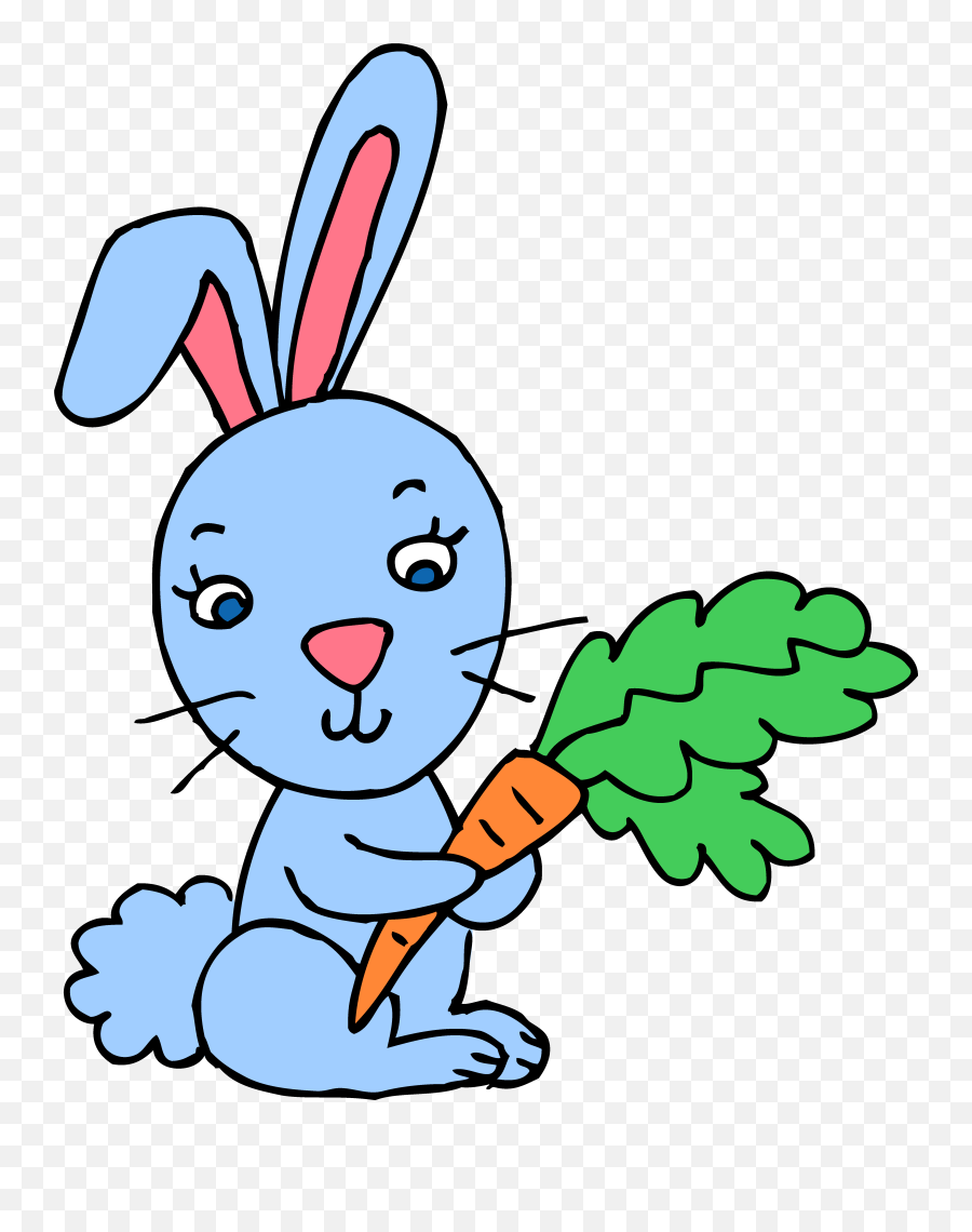 Easter Bunny With Carrot Clipart - Clip Art Of Rabbit Emoji,Carrot Clipart