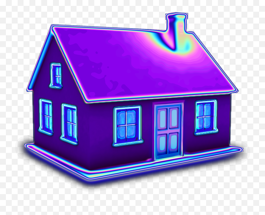 House 3d Holographic Purple Sticker By Dinaaaaaah - Puple House Transparent Background Emoji,House Emoji Png