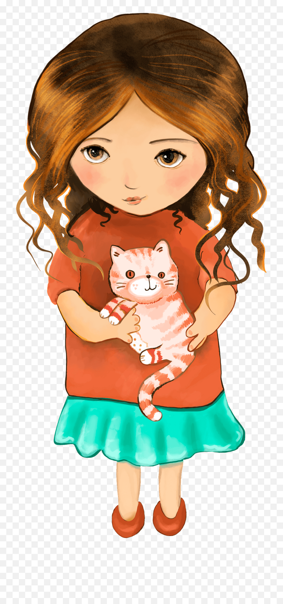 Little Girl With Kitten Clipart Free Download Transparent - Kid Has Kitten Clipart Emoji,Kitten Clipart