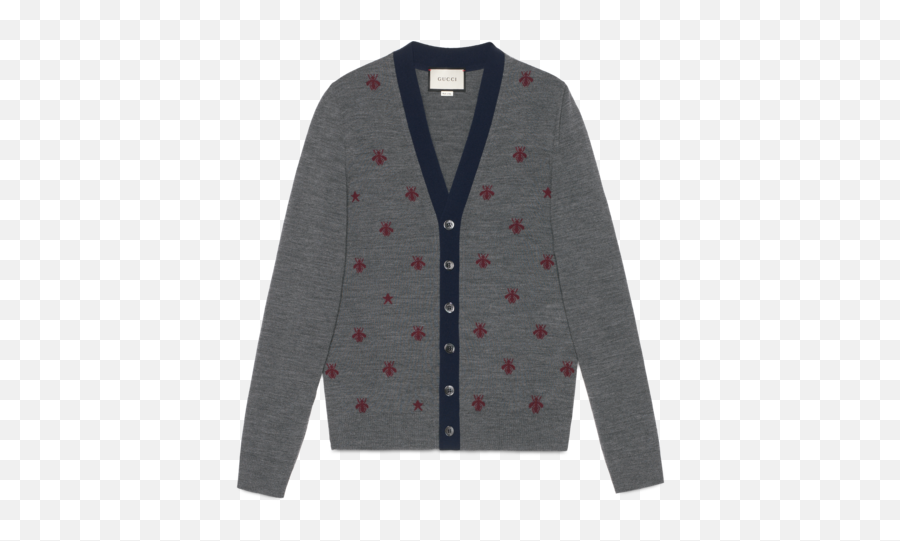Shop The Wool Cardigan With Bees And Stars By Gucci The Bee Emoji,Gucci Bee Logo