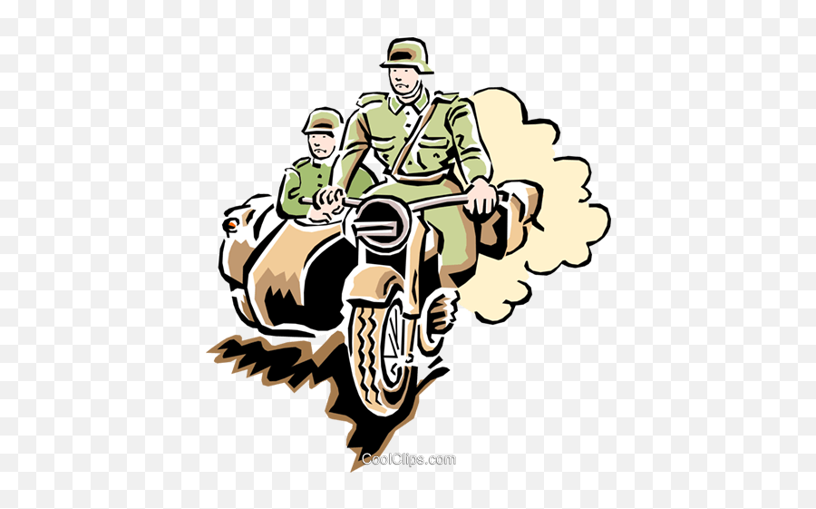 Motorcycle In War Royalty Free Vector Clip Art Illustration - Ww2 Motorcycle Png Emoji,War Clipart