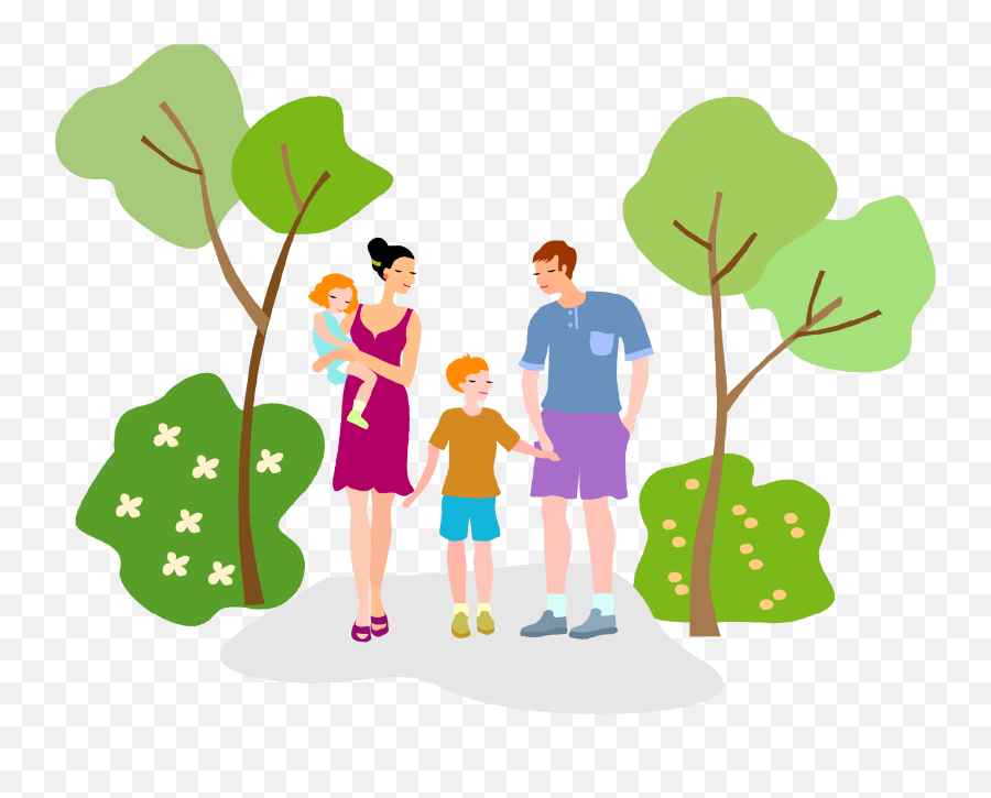 Download Hiking Clipart Nature Walk - Walking Family Clipart Walking In The Park Clipart Emoji,Family Clipart