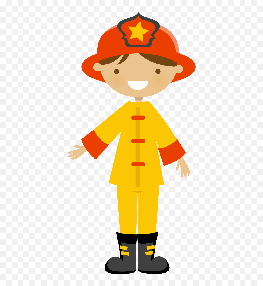 Community Helpers Fire Fighters Say Hello Cute Art - Desenho De Bombeiro Para Desenhar Fácil Emoji,Firefighter Clipart