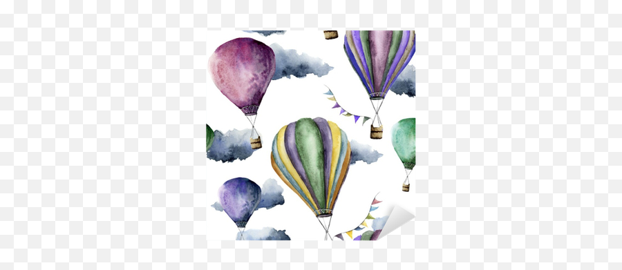 Watercolor Pattern With Bright Hot Air Balloon Transport Emoji,Water Balloon Clipart