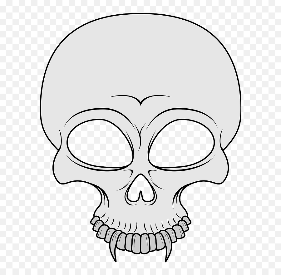 Vampire Skull - Grayscale Clipart Free Download Transparent Emoji,White Skull Png