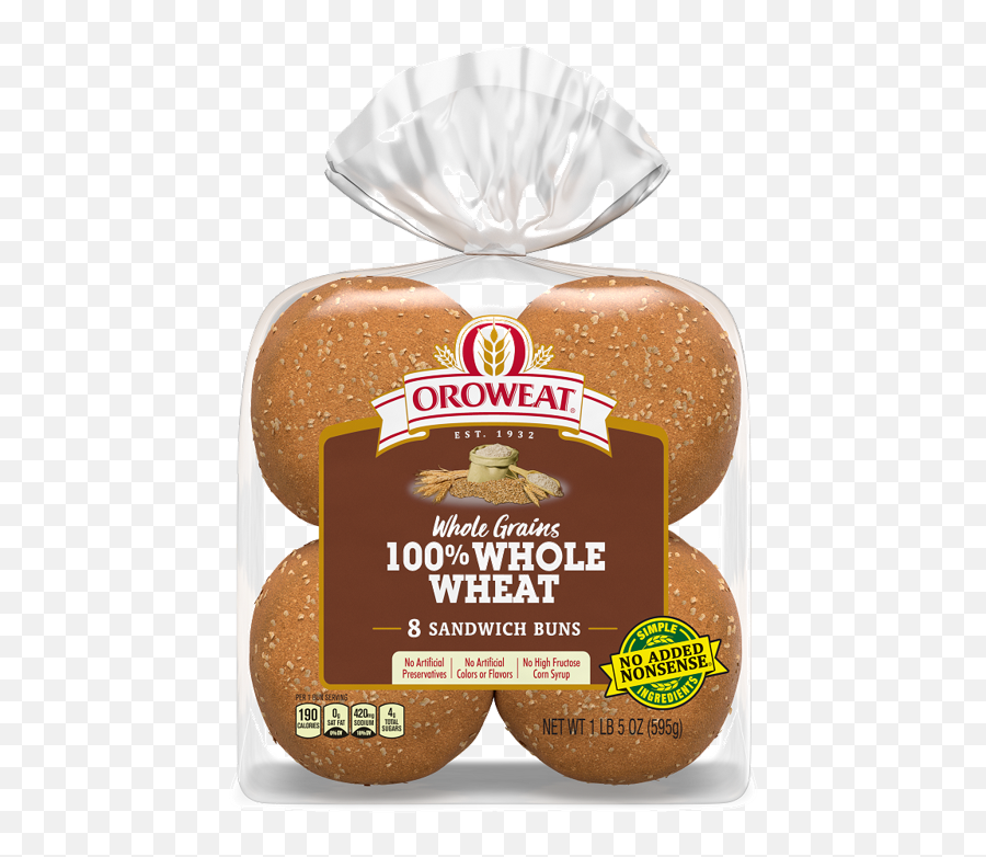Oroweat Premium Breads 100 Whole Wheat Buns Large Emoji,Bun Png