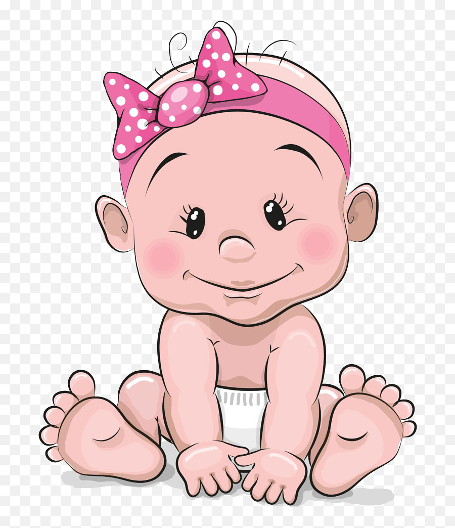 Infant Girl Cartoon Illustration - Cute Cartoon Baby Girl Cute Baby Clipart Png Emoji,Baby Girl Clipart