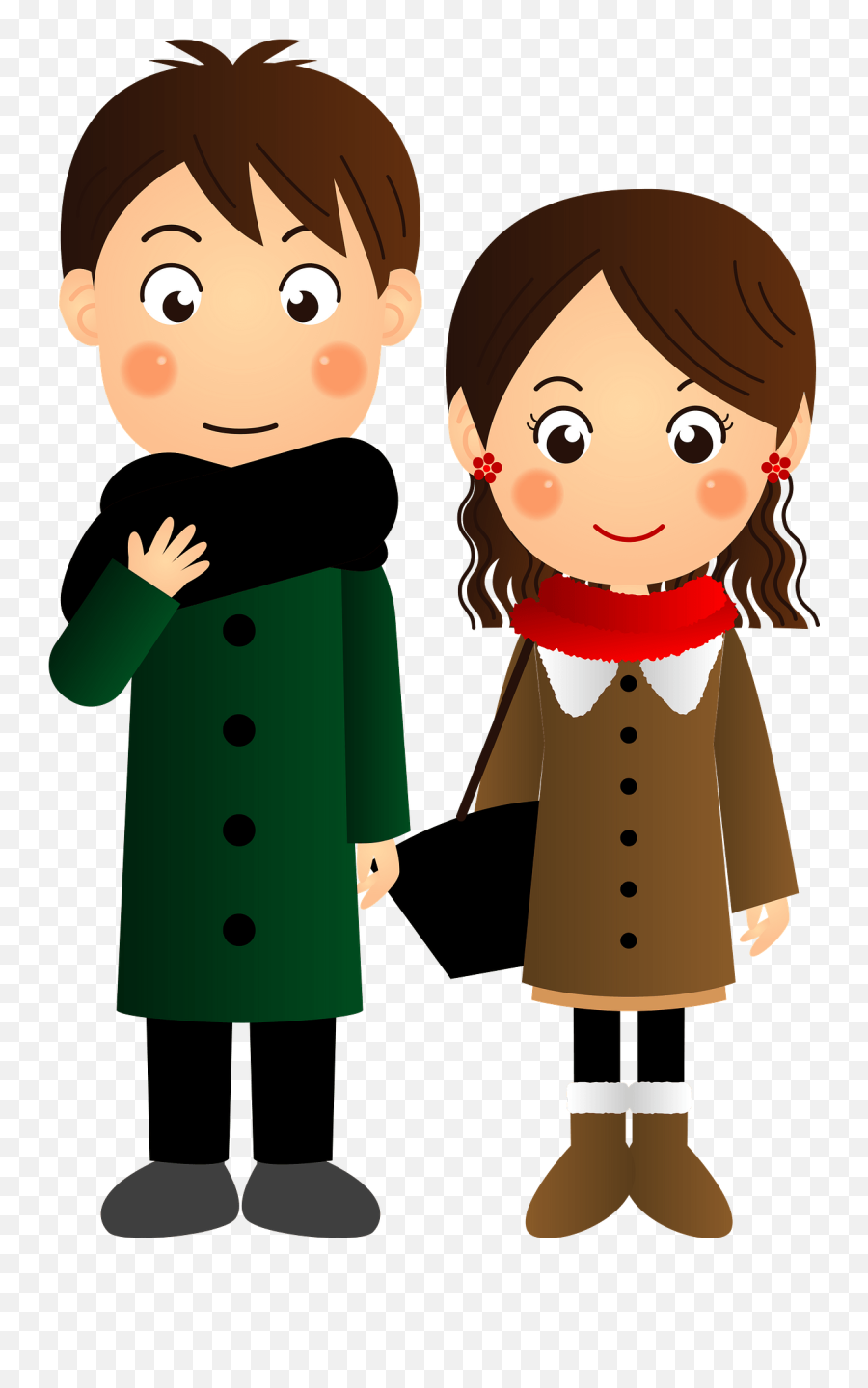 Couple Is Wearing Warm Clothing Clipart - Cute Christmas Couple Clipart Emoji,Clothing Clipart