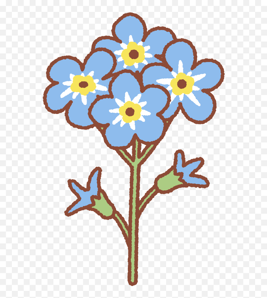 Clip Art Of Forget Me Not - Png Floral Emoji,Forget Me Not Flowers Clipart