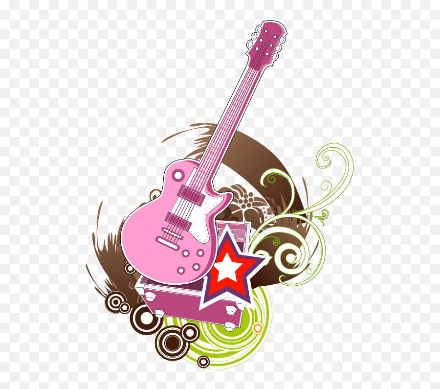 Download Pink Star Electric Pattern Abstract Illustration - Pink Guitar Without Background Emoji,Guitar Png
