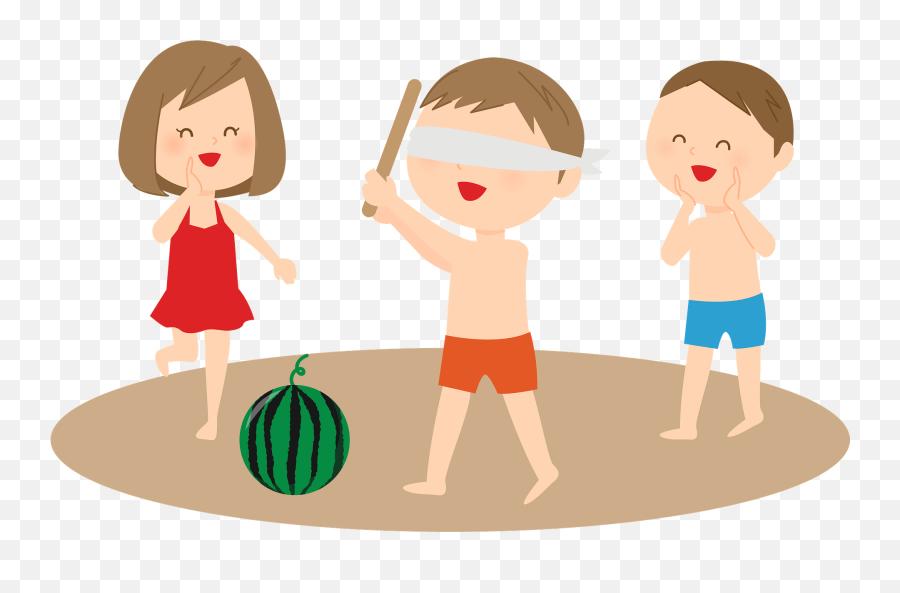 Suikawari Watermelon - Split The Watermelon While Emoji,Half Volleyball Clipart