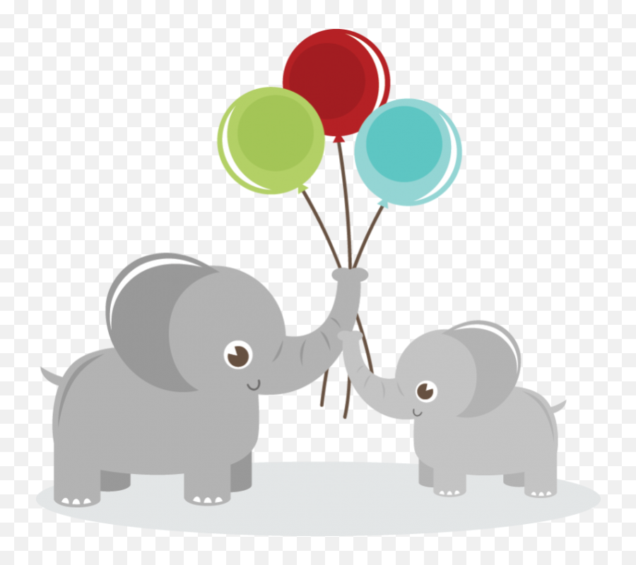 Pin - Cute Elephant With Balloon Clipart Emoji,Elephant Silhouette Clipart