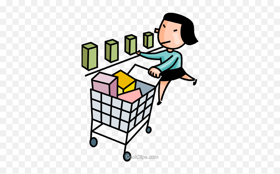 Woman Grocery Shopping Royalty Free Vector Clip Art - Do The Shopping Clipart Png Emoji,Grocery Clipart