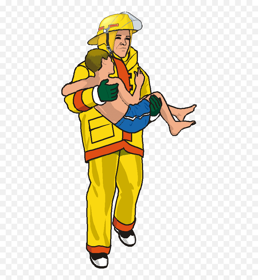 Firefighter Clipart Rescued Firefighter Rescued Transparent - Firefighter Rescuing People Cartoon Emoji,Firefighter Clipart