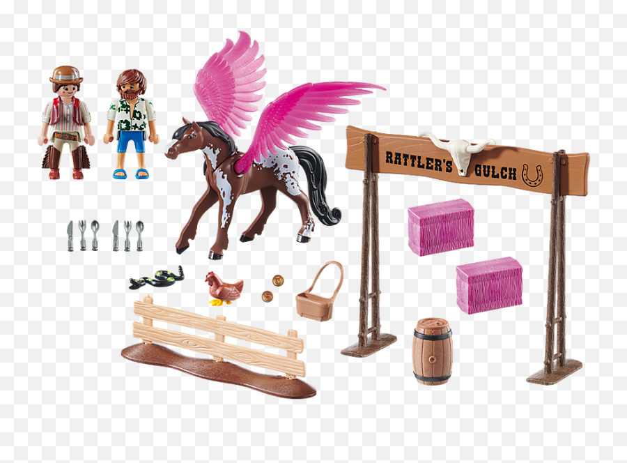 70074 Playmobil The Movie Marla And Del With Flying Horse Emoji,Winged Horse Logo