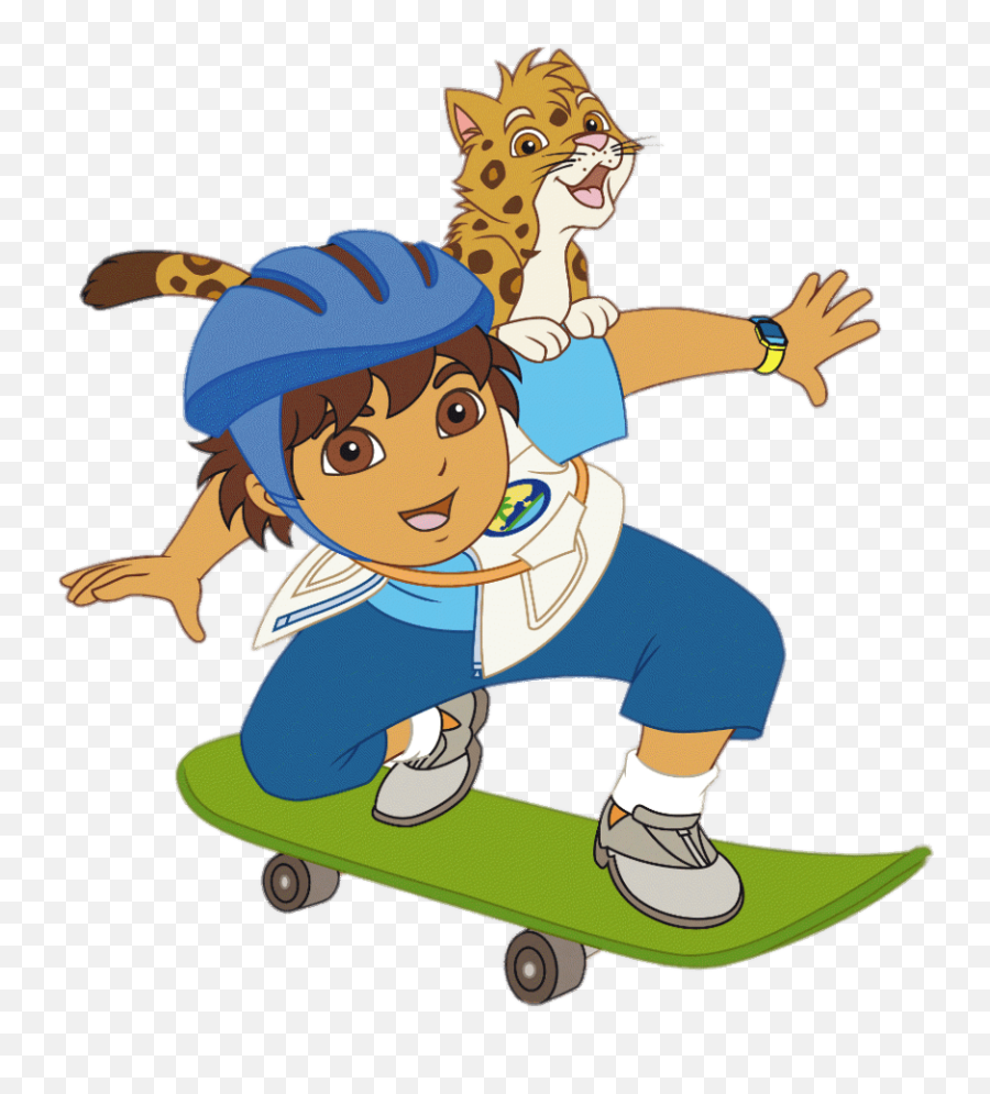Diego On Skateboard Transparent Png - Stickpng Diego Dora The Explorer Characters Emoji,Skateboard Clipart