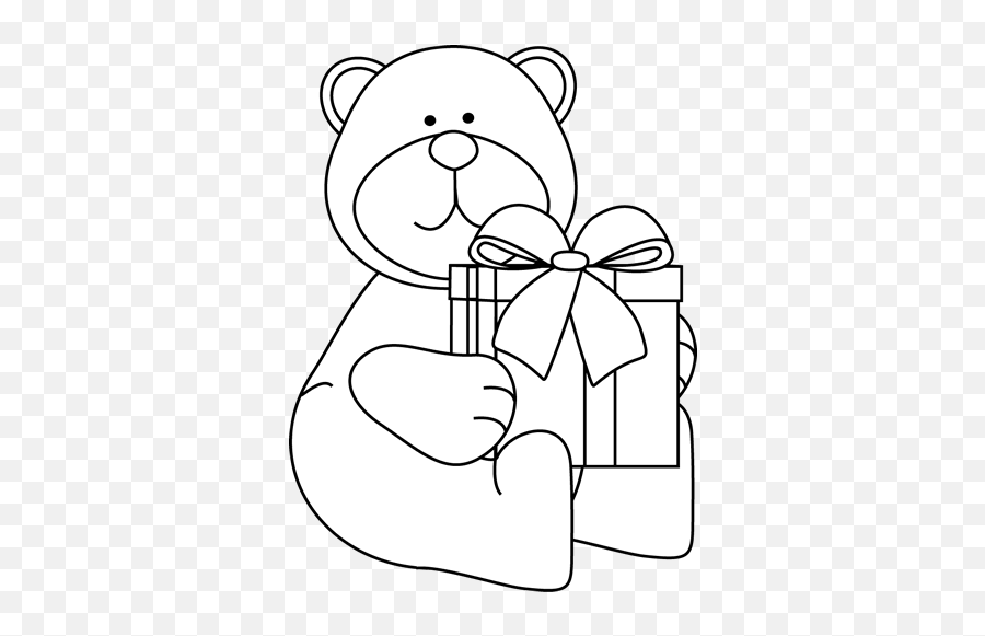 Clip Art Black And White Christmas Png - Christmas Bear Clipart Black And White Emoji,Bear Clipart Black And White