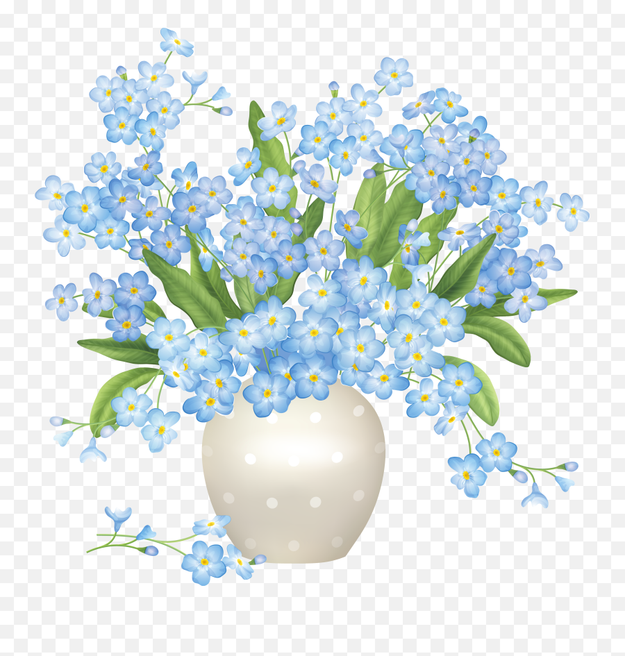 Flower Vase Transparent - Blue Flowers In Vase Clipart Emoji,Vase Clipart