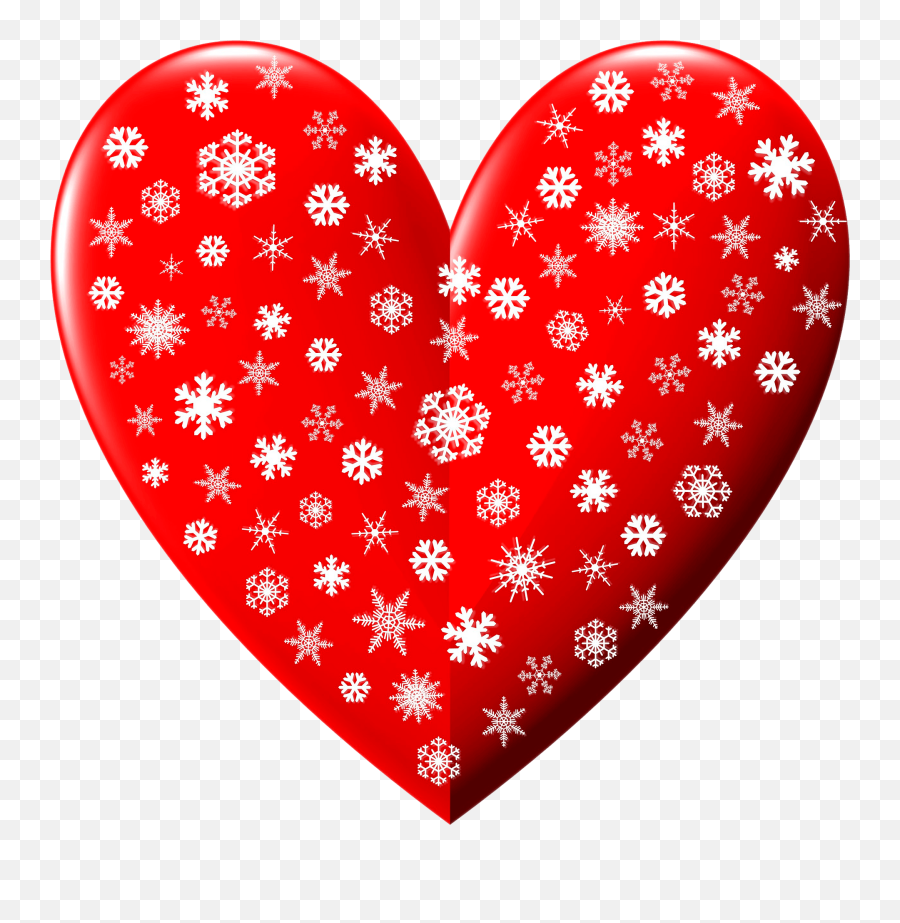 Red Heart With Snowflakes Clipart Free Download Transparent - Clipart Christmas Love Heart Emoji,Snowflakes Clipart