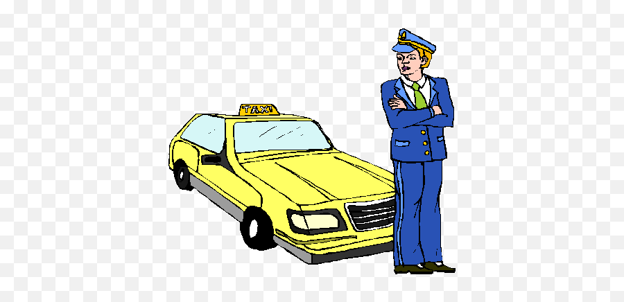 Taxi Driver Job Graphics - Car With Driver Standing Cartoon Emoji,Taxi Clipart