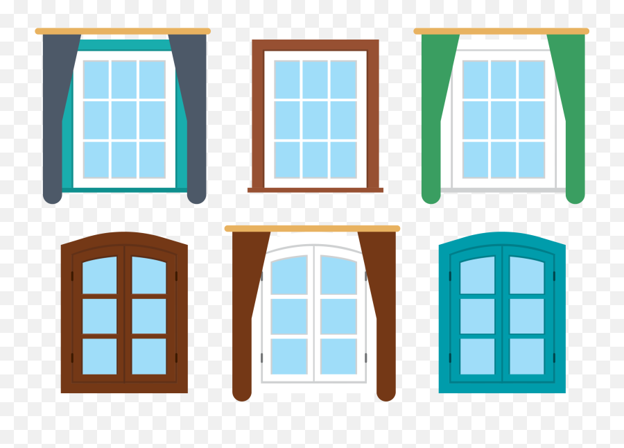 Curtain Clipart House Windows - Window Png Vector Gambar Jendela Rumah Animasi Emoji,Window Png