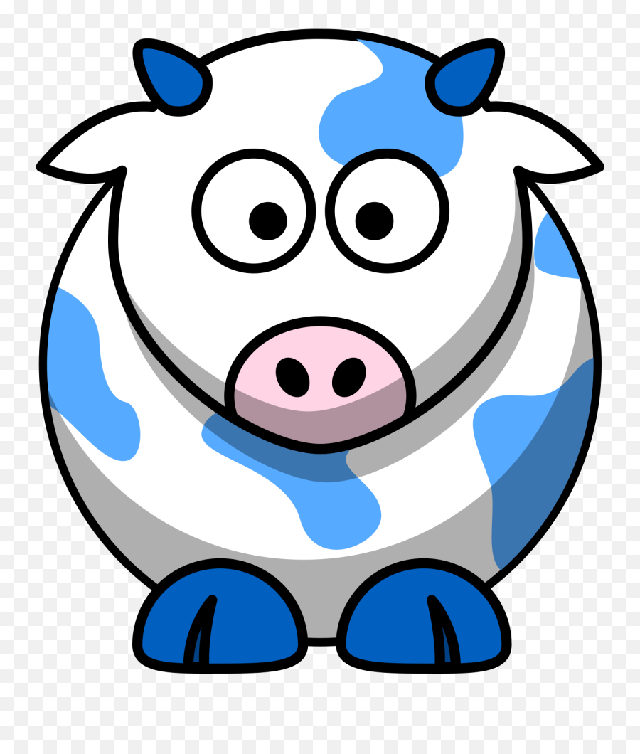 Blue Cartoon Cow Clipart - Transparent Background Cow Clipart Cartoon Emoji,Cow Clipart