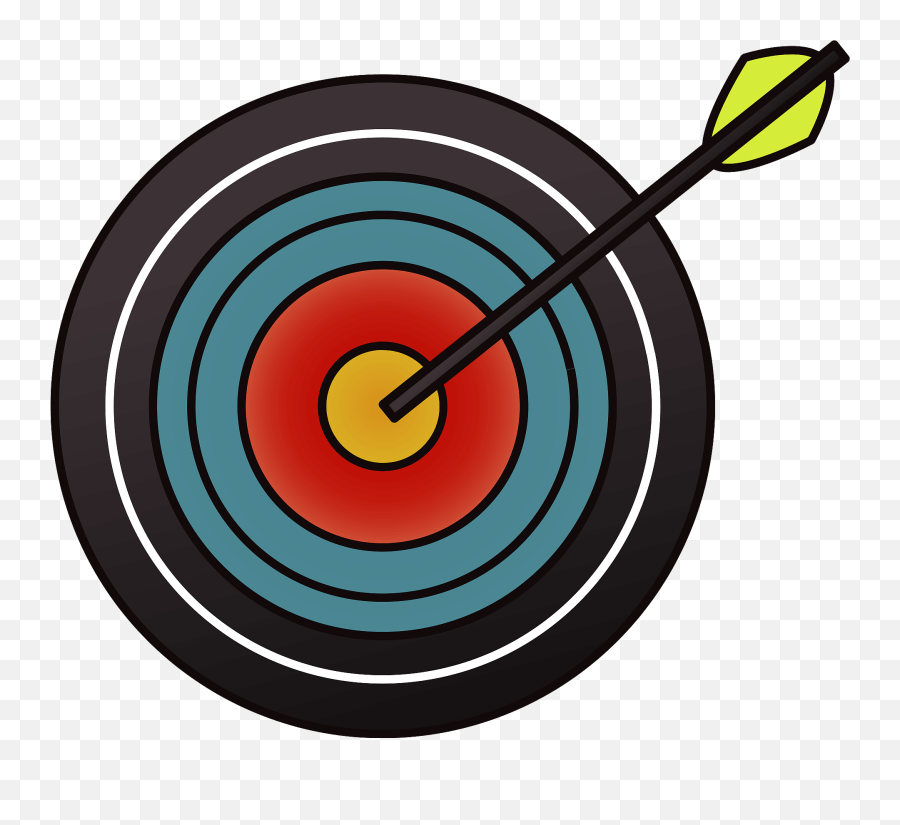Archery Target With Arrow In The Bullseye Clipart Free - Shooting Target Emoji,Bow And Arrow Clipart