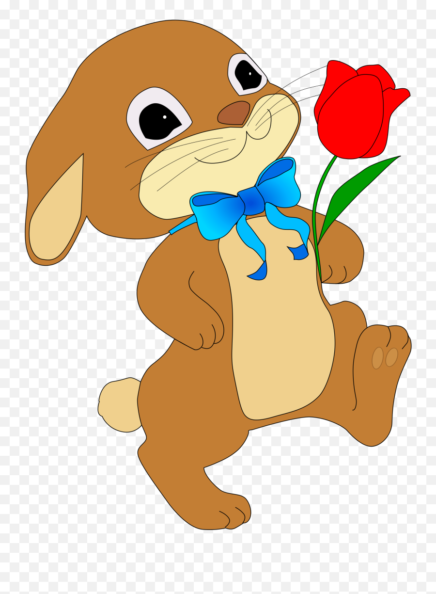 Bunny Clipart - Conejo Con Una Flor Emoji,Bunny Clipart