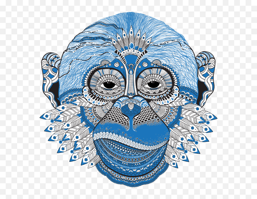 Monkey Head Mandala Zentangle Clipart - Monkey Mind Art Emoji,Mandala Clipart