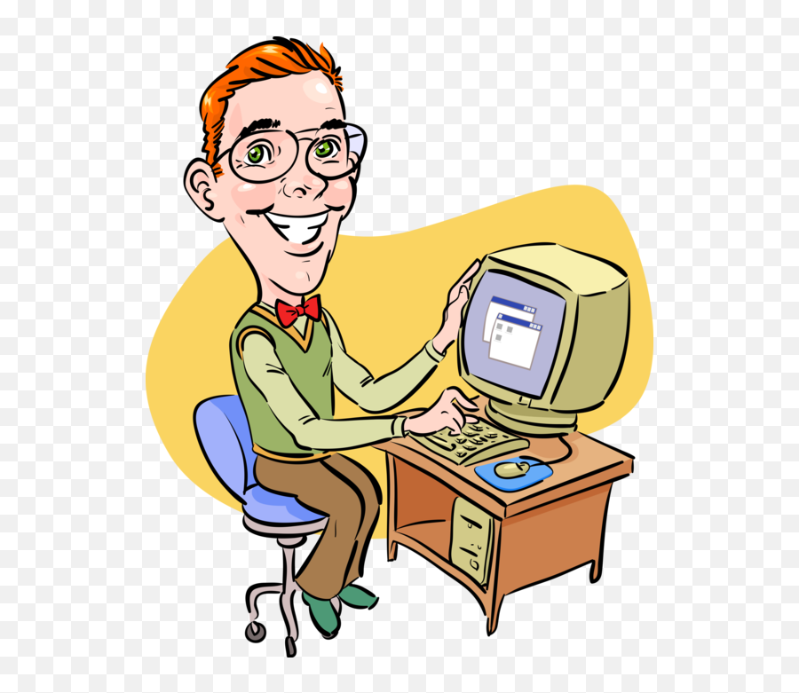 Download Hd Computer Nerd Png - Advantages Of Using Computer Clip Art Computer Scientist Emoji,Computer Clipart