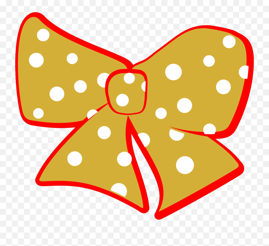 Red Gold Cheer Bow Clip Art - Polka Dot Bow Cartoon Emoji,Cheer Bow Clipart
