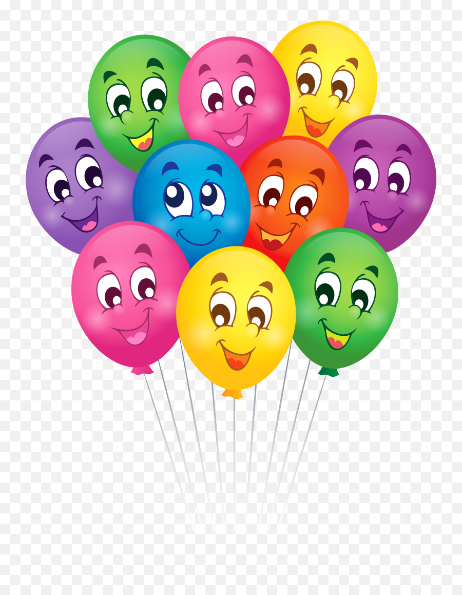 Cartoon Balloon Border - Birthday Smiley Face Png Emoji,Balloon Border Clipart