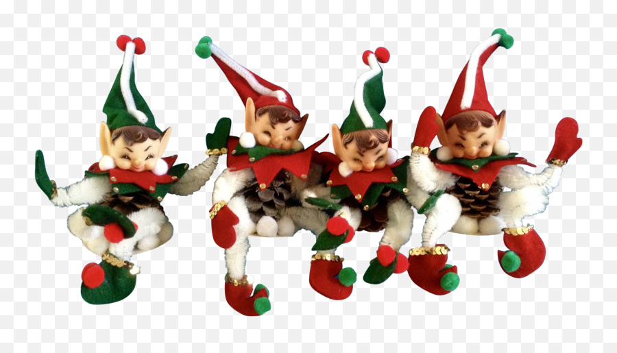 Vintage Christmas Rubber Face Pixie Elf - Santa Elves Transparent Png Emoji,Christmas Ornament Png