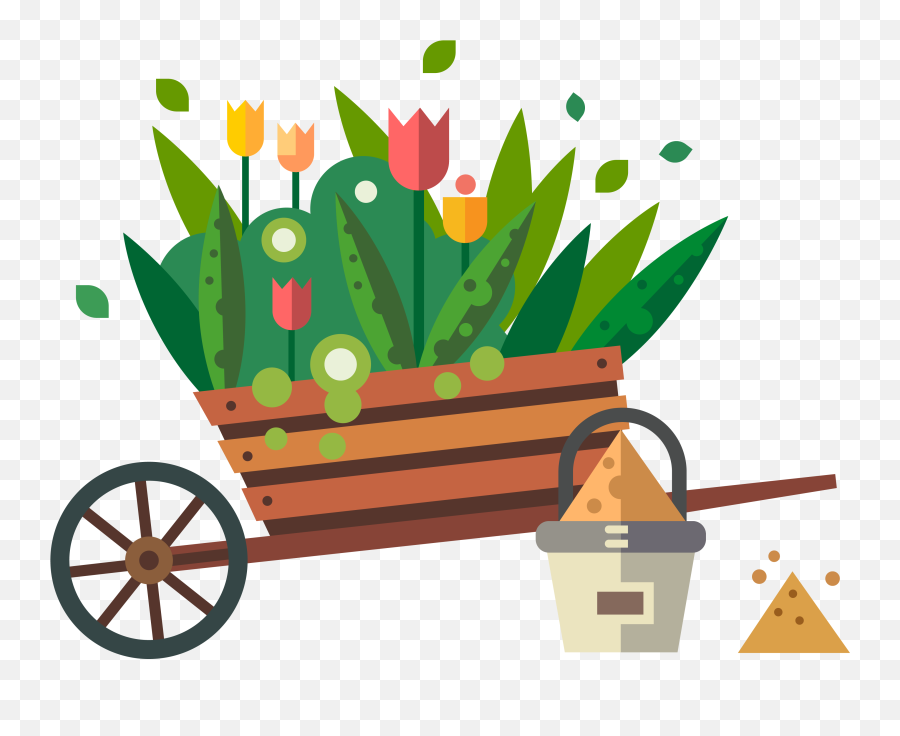Flower Garden Cartoon Png Transparent - Gardening Clipart Png Emoji,Gardening Clipart