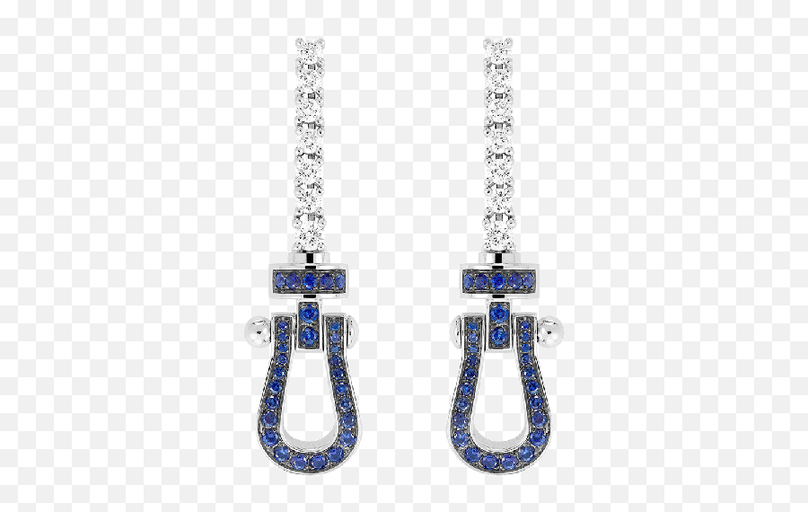 Fred Jeweler Force 10 Earrings 18k White Gold Diamonds And Blue Sapphires - Solid Emoji,A Png