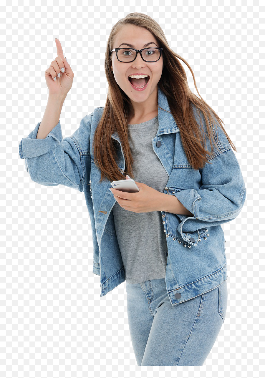 Happy Girl With Smartphone Png Image - Purepng Free Person With Smartphone Png Emoji,Smartphone Png