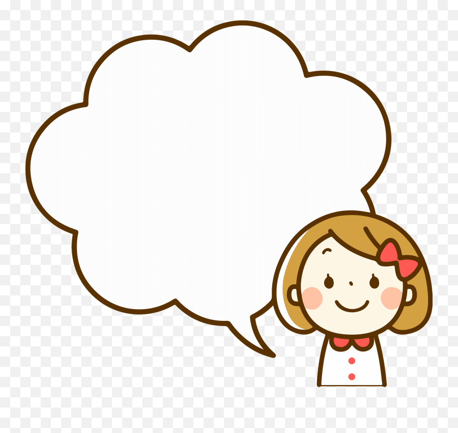 Girl With A Speech Bubble Clipart - Happy Emoji,Thought Bubble Clipart