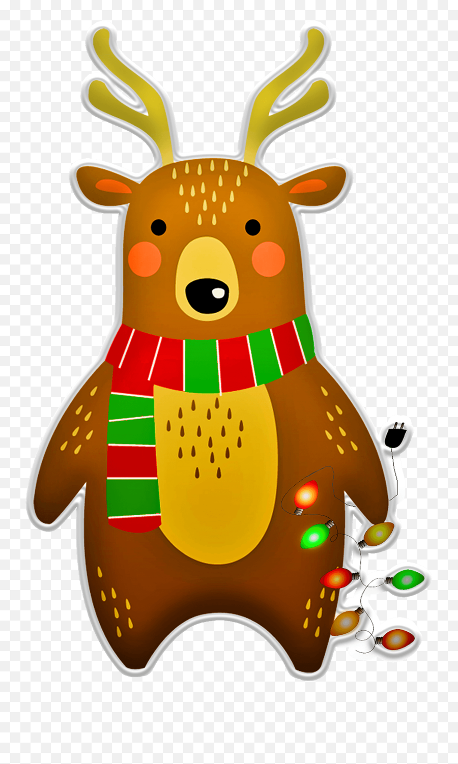 Christmas Deer With Garland Clipart Free Download - Oso De Navidad Png Emoji,Christmas Garland Clipart