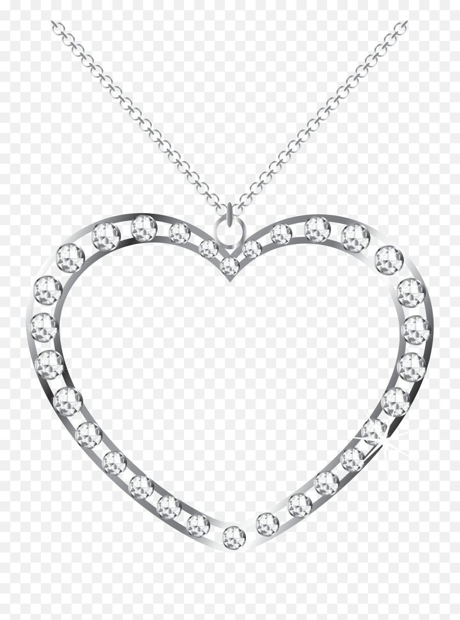 Necklace Clipart Silver Necklace Necklace Silver Necklace - Diamond Heart Chain Png Emoji,Necklace Clipart