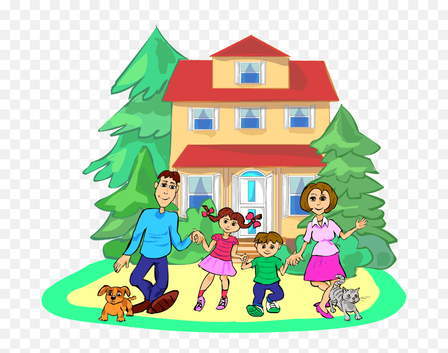 Library Of House With Family Clip Download Free Png Files - Family Home Cartoon Emoji,Family Clipart