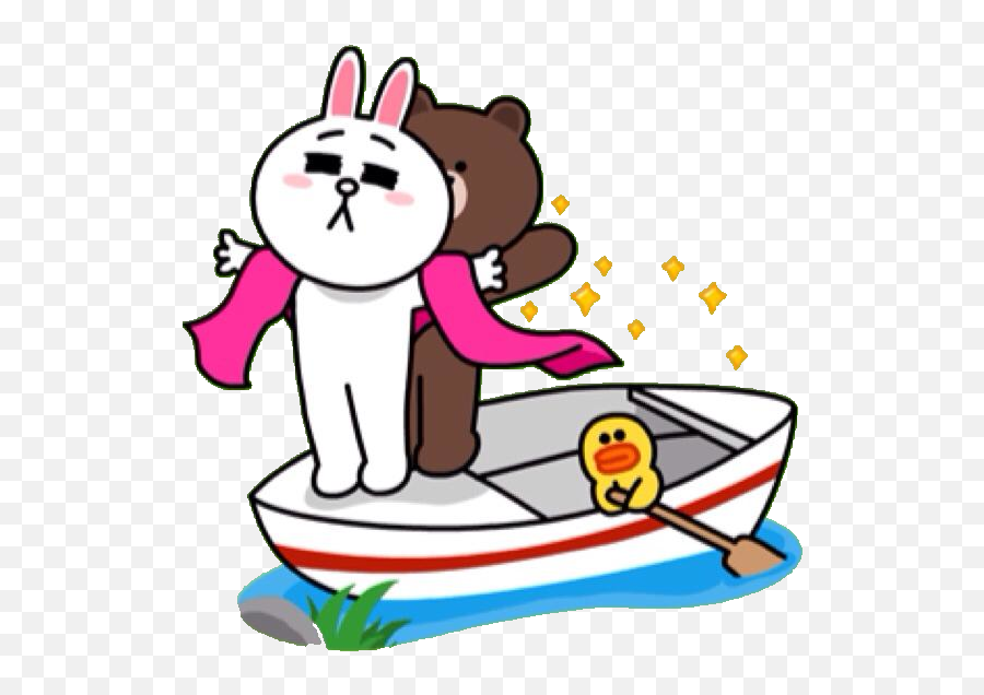 Line Stickers Brown And Cony Clipart - Cony And Brown Lovey Dovey Date Emoji,Titanic Clipart