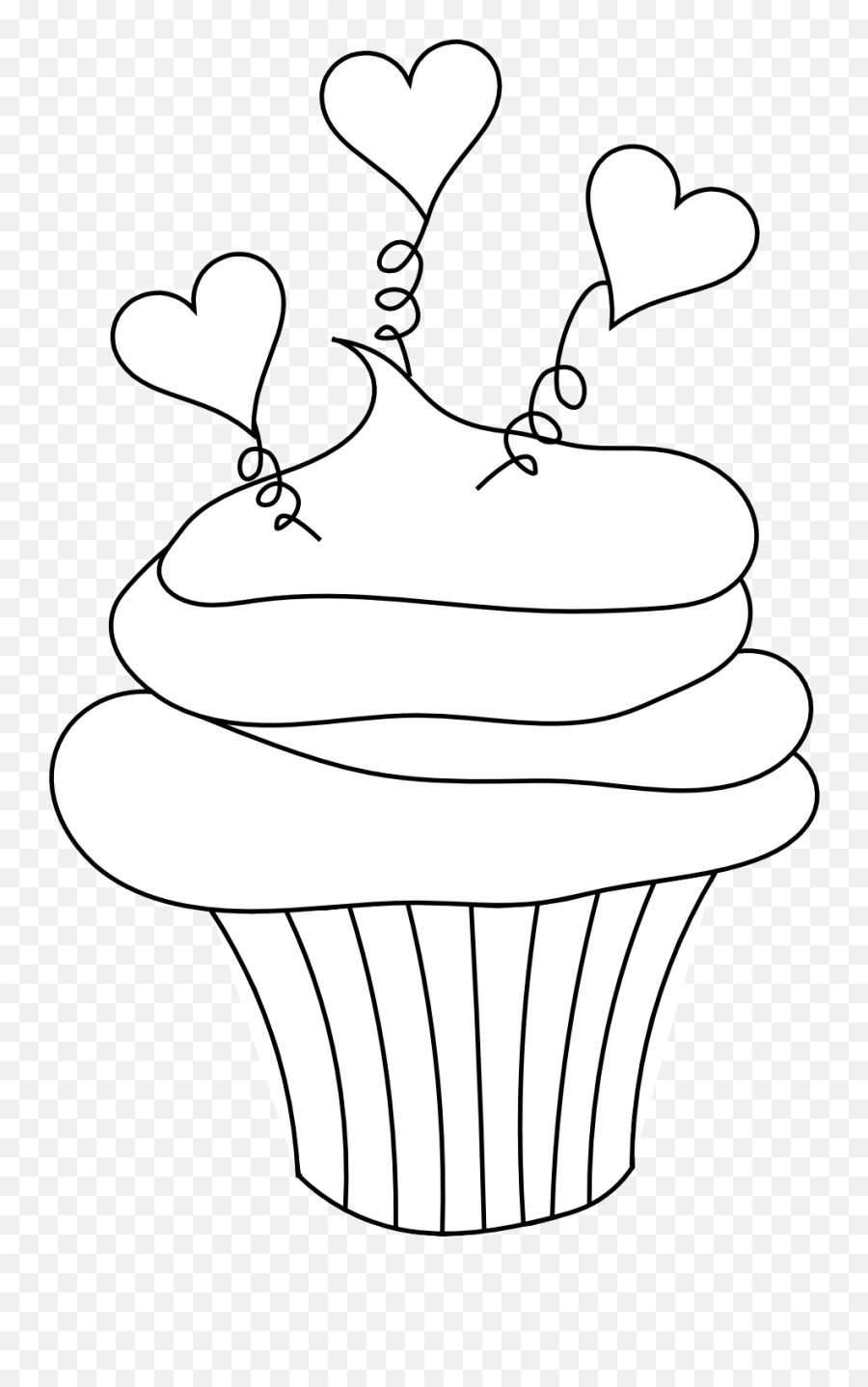 Free Black And White Cupcake Clipart - Outline Free Cupcake Clipart Emoji,Cupcake Clipart Black And White