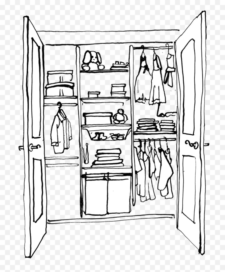 Closet Illustration Png Png Image With - Wardrobe Clipart Black And White Png Emoji,Closet Clipart